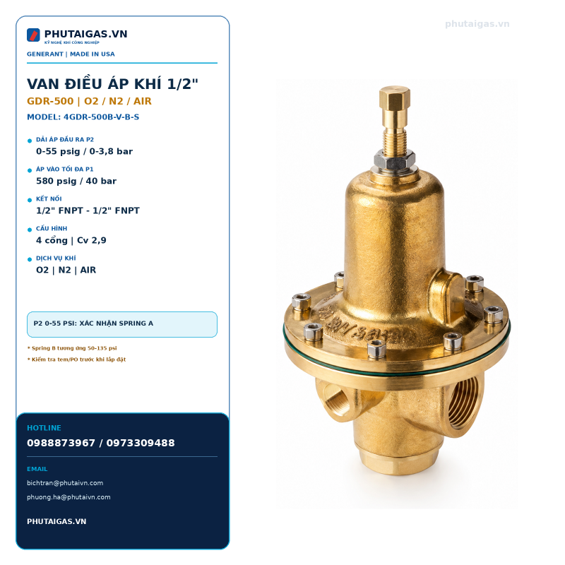 Van điều áp 4GDR-500B-V-B-S, 1/2